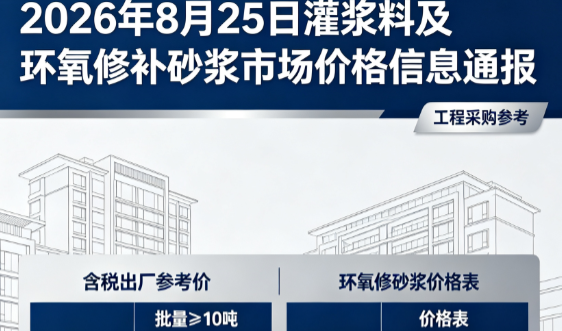 武侯2026年8月25日灌浆料及环氧修补砂浆市场价格信息通报